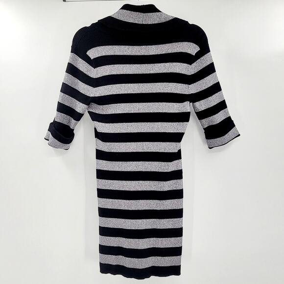 INC International Concepts Black & Silver Cowl Neck Ribbed Sweater Dress Size XL - Picture 2 of 7